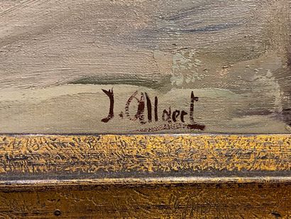 ALLAERT Jacques (1900-1975) "Ruelle animée", XXe, huile sur toile, signée en bas...