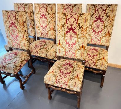 null Suite de six chaises de style Louis XIV à piétement dit en os de mouton, XXe,...