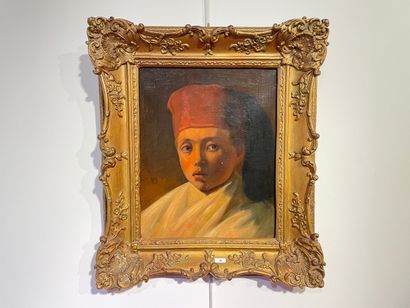 GHEMAR Louis-Joseph (1820-1873) "Jeune Marocain", XIXe, huile sur toile, marque au...