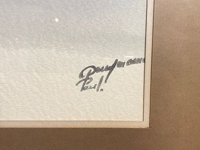 DANGMANN PAUL (1947-1990) "Chasseurs en hiver", XXe, aquarelle sur papier fort, signature...