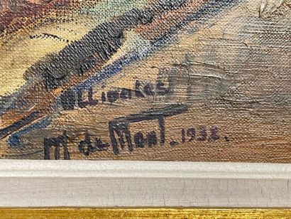 DE MONT M. "Ruelle (Ollioules)", 1932, huile sur toile, située, signée et datée en...