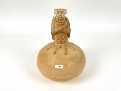Vase-bouteille au chinois, XIXe-XXe, terre...