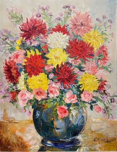 MORISSET Nellie (1907-1990) "Bouquet", XXe, huile sur toile, signée en bas à droite,...