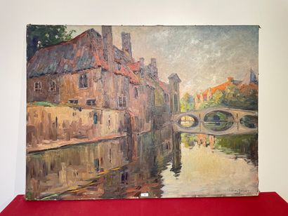 JANSSEN Ludovic (1888-1954) "Le Béguinage à Bruges", 1924, huile sur toile, signée...