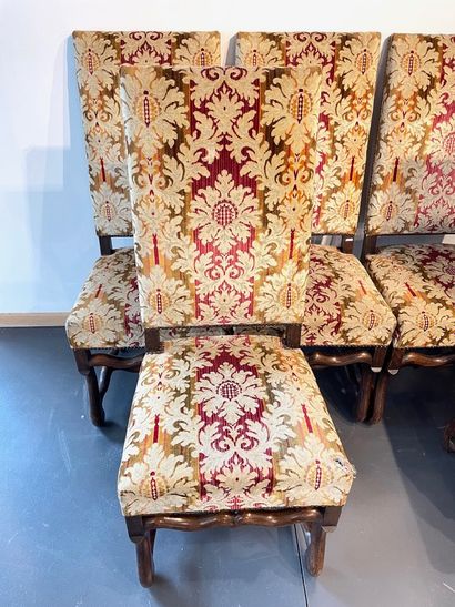 null Suite de six chaises de style Louis XIV à piétement dit en os de mouton, XXe,...