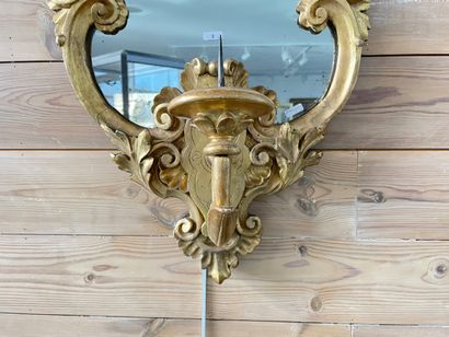 null Belle paire de miroirs chantournés italiens à bras de lumière, XVIIIe-XIXe,...