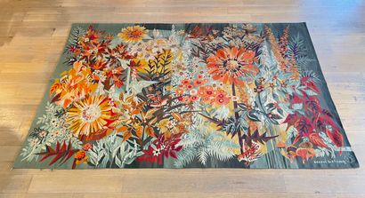 LELONG Hervé (1937-) "Flowers and birds", 1972, tapestry manufactured in Tunisia,...