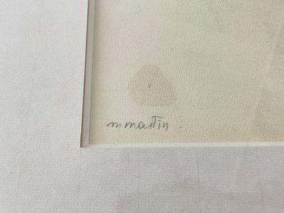 MARTIN Monique (1928-2000) "Chat endormi", XXe, fusain sur papier, signé en bas à...