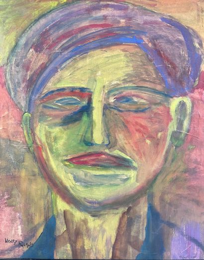 ROLAND Henry (1919-2000) "Visage", [19]95, gouache sur papier, signée en bas à gauche,...