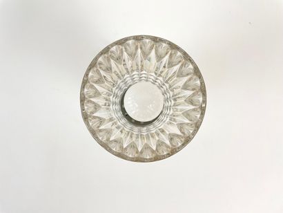 null Lampe de table Vintage, circa 1970, verre et bois de palmier, h. 20 cm.
