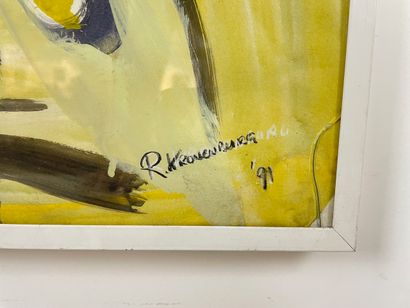 KRONENBURG Ronald "Composition abstraite", [19]91, gouache et pastel sur papier,...