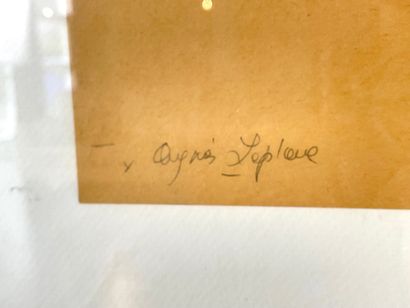LEPLAE Agnès (1933-) "Nu à genoux", [19]88, fusain sur papier chamois, signé en bas...