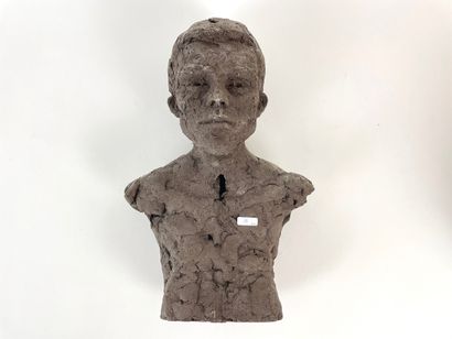ANONYME "Tête de femme" et "Buste de jeune homme", XXe-XXIe, deux sculptures en terre...