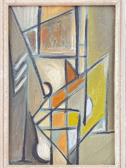ANONYME "Composition abstraite", XXe, huile sur panneau, 18,5x14 cm.