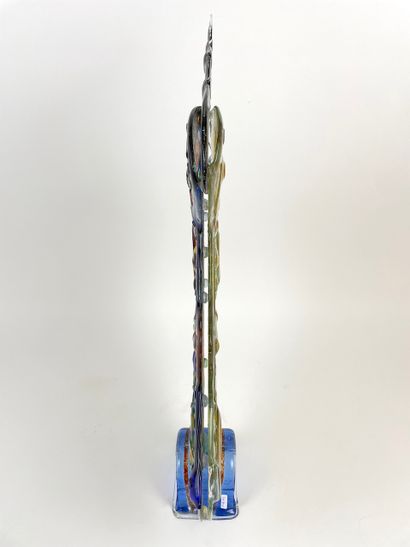 MURANO "Joueur de clarinette", [19]97, sculpture en verre polychrome, marque et/ou...