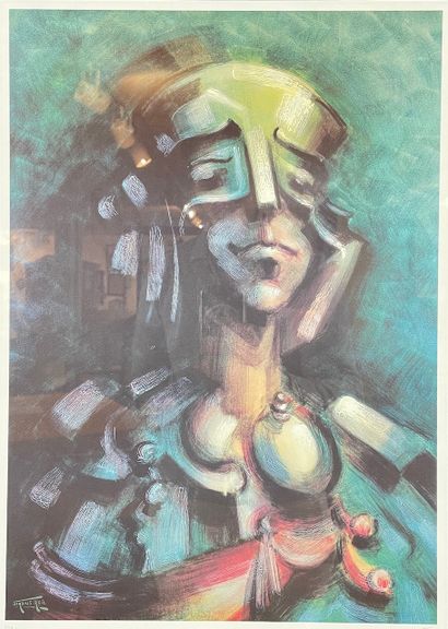 STADIUS Rob (1943-2004) "Figure", XXth, polychrome print, signed lower right and...