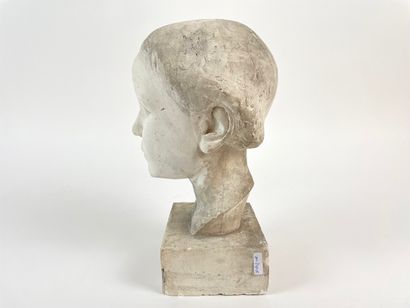 MERCIER "Young Woman," 1938, plaster bust, signed and dated on the base, h. 32 cm...