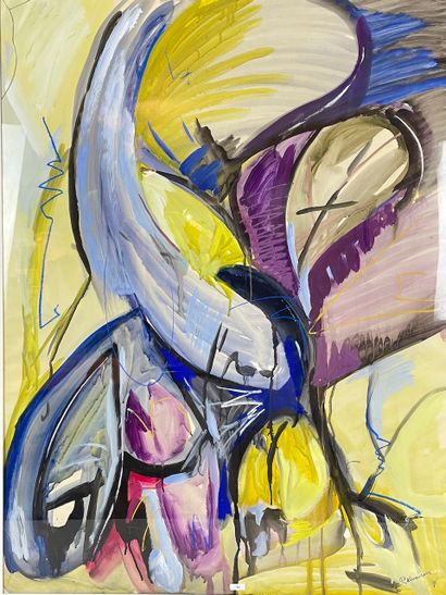 KRONENBURG Ronald "Composition abstraite", [19]91, gouache et pastel sur papier,...