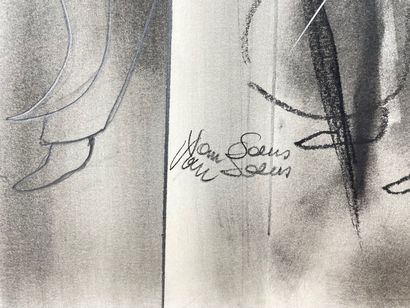 VAN SOENS Éric (1939-) "Le Concert", XXe, fusain sur papier, signé en bas à droite,...