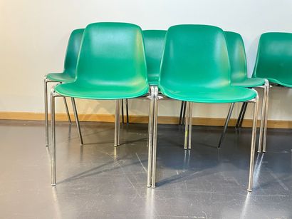 null Suite of ten stacking chairs, XXth-XXIst, ABS and chromed metal, h. 80 cm [used...