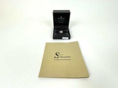 STEVENART (Bijouterie) In its original case, white gold ring (750 thousandths) set...
