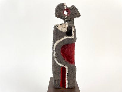 ANONYME "Composition", circa 1960, sculpture en céramique émaillée (fat lava) sur...