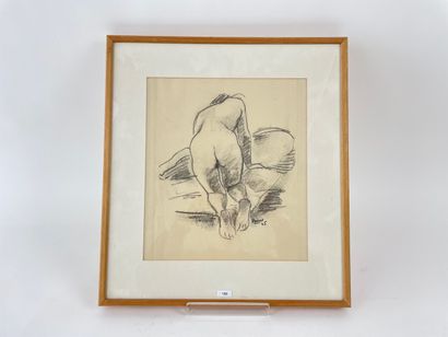 VRIENS Antoine (1902-1987) "Nude from behind," [19]65, charcoal on paper, signed...