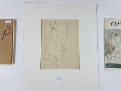 PICARD Olivier (1897-1974) "Esquisses", XXe, une encre et aquarelle sur papier et...