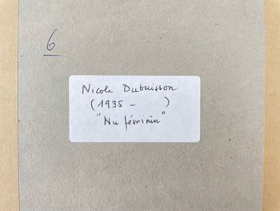 DUBUISSON Nicole (1935-) "Nu allongé de dos", XXe, fusain et sanguine sur papier,...