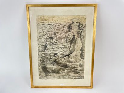 GUILLAIN Marthe (1890-1974) "The Fisherman (1966)", 1966 or after, etching and aquatint,...