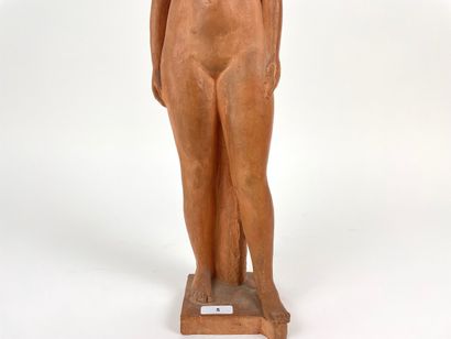 VERHASSELT Charles (1902-1993) "Baigneuse debout", circa 1930, statuette en terre...