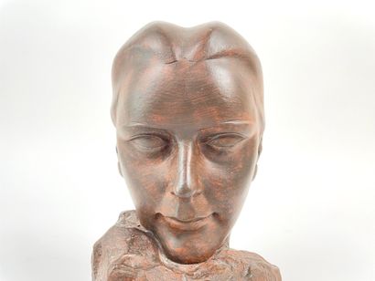XHROUET Maurice (1892-1992) "Jeune Femme", circa 1930, épreuve en terre cuite patinée,...