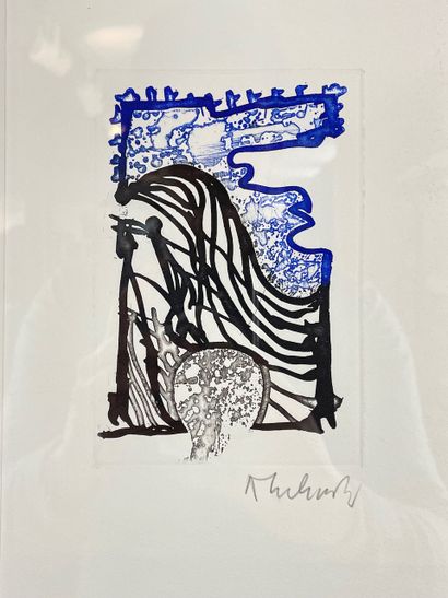 ALECHINSKY Pierre (1927-) "Sans titre", XXe-XXIe, eau-forte et aquatinte bicolore,...