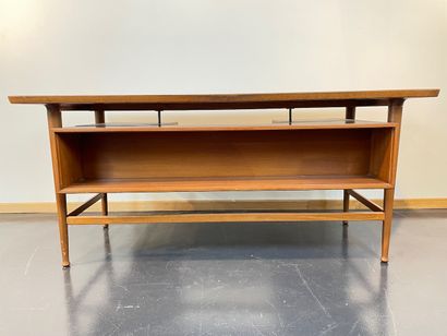 KRISTIANSEN Kai (1929-) / FM MØBLER - DANEMARK Vintage pedestal desk opening with...