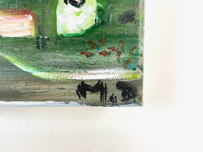 DUBOST Matthieu "Le Vase", XXIe, acrylique sur toile, monogrammé en bas à droite,...