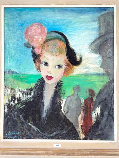 DÉSÉGLISE Claudine "Élégante", mi-XXe, huile sur toile, signée en bas à gauche, 46x38...