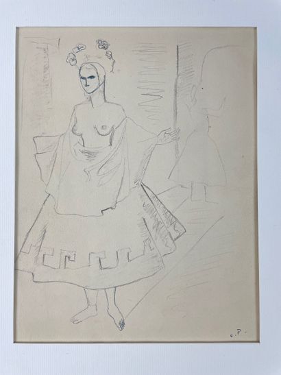 PICARD Olivier (1897-1974) "Esquisses", XXe, une encre et aquarelle sur papier et...