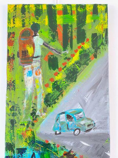 DUBOST Matthieu "The Travelers", XXI, acrylic on canvas, monogrammed lower right,...