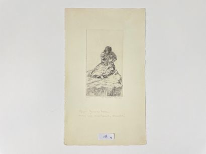 JORDAN-ROMAN Véronique "Figurative compositions", XXth, three etchings, signed lower...