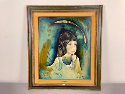 DELPORTE Charles (1928-2012) "La Petite Fille", [19]72, huile sur panneau, signée...