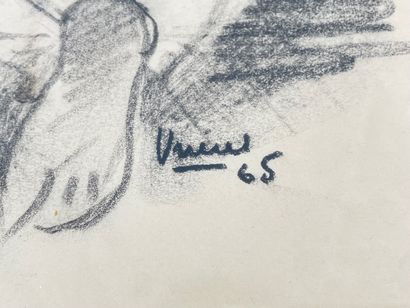 VRIENS Antoine (1902-1987) "Nu de dos", [19]65, fusain sur papier, signé et daté...