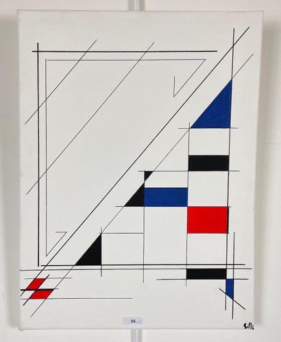 BILL "Square" et "Stripes", 2022, deux techniques mixtes sur toile, signées et datées...