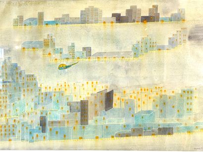LEPLAE Agnès (1933-) "Urban Landscape", late 20th, watercolor on paper, signed lower...