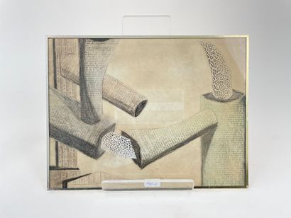 MICHA Olivier [attribué à] "Abstract compositions", XXth, two collages on paper under...