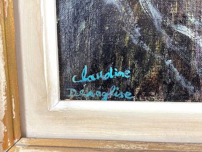 DÉSÉGLISE Claudine "Élégante", mi-XXe, huile sur toile, signée en bas à gauche, 46x38...