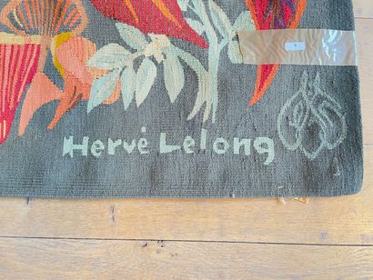 LELONG Hervé (1937-) "Fleurs et oiseaux", 1972, tapisserie manufacturée en Tunisie,...