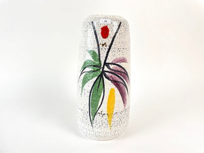 null Vase oblong à décor polychrome stylisé, circa 1960, céramique, références [203...