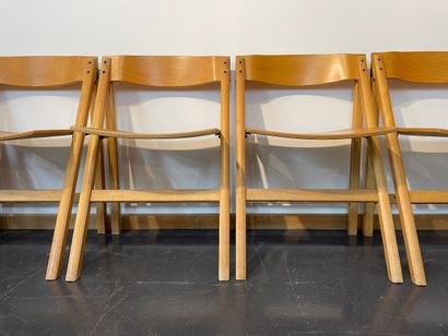 HYLLINGE MØBLER - DANEMARK Suite of ten folding chairs, circa 1980, thermoformed...