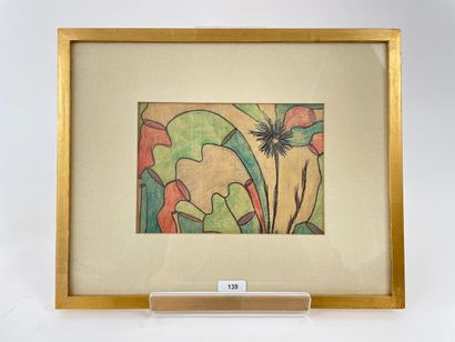 MICHA Olivier [attribué à] "Composition florale", XXe, technique mixte sur papier,...