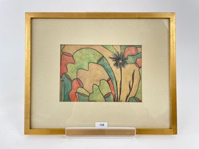 MICHA Olivier [attribué à] "Floral composition", XXth, mixed technique on paper,...